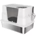 PawHut XL Stainless Steel Litter Box w/ 100° Flip Top, Scoop, Side Top Dual Entry, Odor Free image thumbnail 1