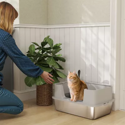 PawHut Stainless Steel Litter Box, XL High Sided Cat Litter Box with Scoop, Anti Leakage - Image 2