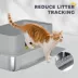 PawHut Stainless Steel Litter Box, XL High Sided Cat Litter Box with Scoop, Anti Leakage image thumbnail 6