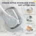 PawHut Panda Style XL Stainless Steel Cat Litter Box with Lid, Enclosed Kitty Litter Box with Scoop image thumbnail 4