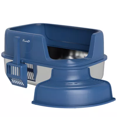 PawHut Stainless Steel Cat Litter Box, Cat Litter Box with High Side and Scoop, Anti-Leakage - Image 1