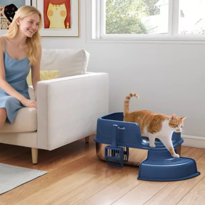 PawHut Stainless Steel Cat Litter Box, Cat Litter Box with High Side and Scoop, Anti-Leakage - Image 2