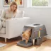 PawHut XL Stainless Steel Cat Litter Box, 80L Kitty Litter Box with Front/Top Entry, Trapping Step image thumbnail 2