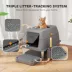 PawHut XL Stainless Steel Cat Litter Box, 80L Kitty Litter Box with Front/Top Entry, Trapping Step image thumbnail 7