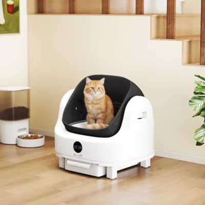 PawHut Open-Top Self Cleaning Cat Litter Box, Automatic Cat Litter Box with Integrated Safety - Image 2