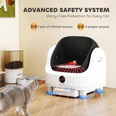 PawHut Open-Top Self Cleaning Cat Litter Box, Automatic Cat Litter Box with Integrated Safety - Image 4
