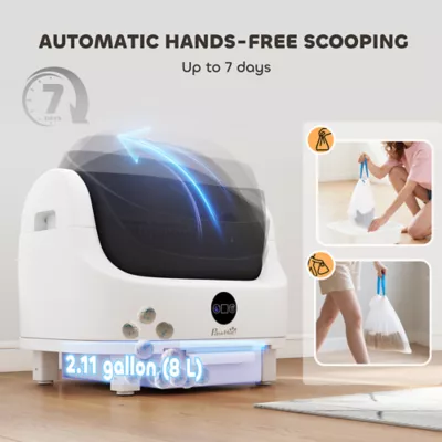 PawHut Open-Top Self Cleaning Cat Litter Box, Automatic Cat Litter Box with Integrated Safety - Image 5