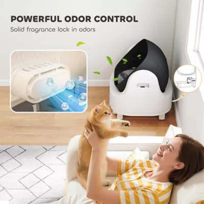 PawHut Open-Top Self Cleaning Cat Litter Box, Automatic Cat Litter Box with Integrated Safety - Image 6