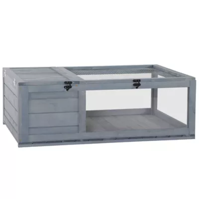 PawHut Wood Tortoise House for Lizards, Geckos, 35.8" x 23.8" x 12.6" - Image 1