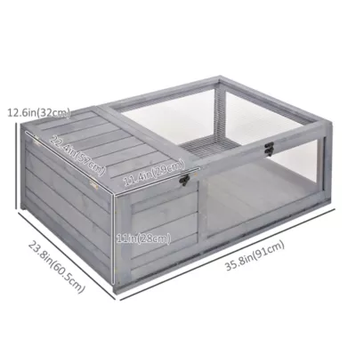PawHut Wood Tortoise House for Lizards, Geckos, 35.8" x 23.8" x 12.6" - Image 3