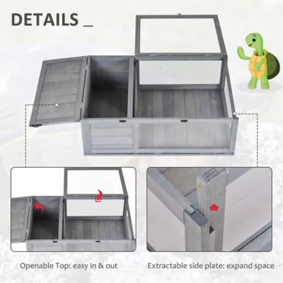 PawHut Wood Tortoise House for Lizards, Geckos, 35.8" x 23.8" x 12.6" - Image 5
