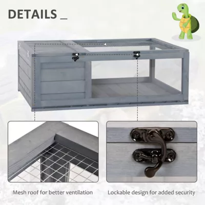 PawHut Wood Tortoise House for Lizards, Geckos, 35.8" x 23.8" x 12.6" - Image 6