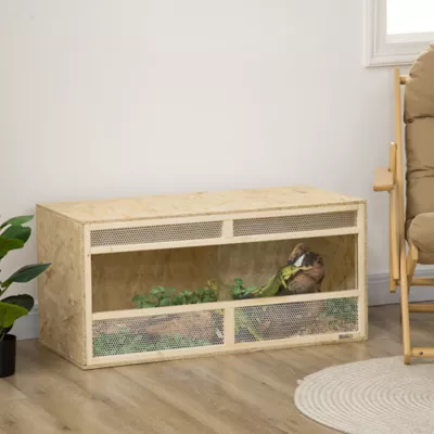 PawHut Reptile Terrarium, 58 Gallon Reptile Tank with Sliding Doors, Breathable Mesh - Image 2