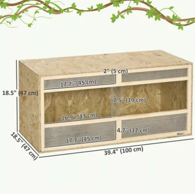 PawHut Reptile Terrarium, 58 Gallon Reptile Tank with Sliding Doors, Breathable Mesh - Image 3