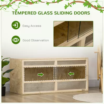 PawHut Reptile Terrarium, 58 Gallon Reptile Tank with Sliding Doors, Breathable Mesh - Image 6