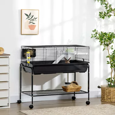 PawHut Small Animal Cage Deluxe Pet Habitat for Rabbit, Guinea Pig, Chinchilla, Rat - Image 2
