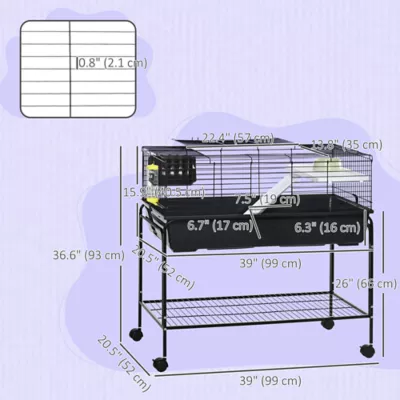 PawHut Small Animal Cage Deluxe Pet Habitat for Rabbit, Guinea Pig, Chinchilla, Rat - Image 3
