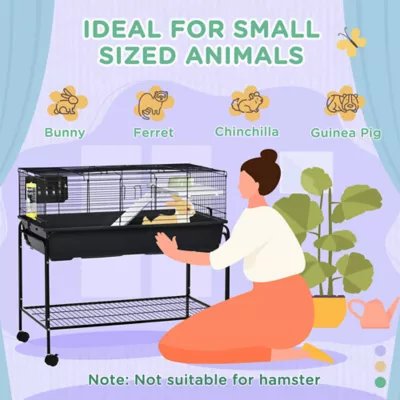 PawHut Small Animal Cage Deluxe Pet Habitat for Rabbit, Guinea Pig, Chinchilla, Rat - Image 5