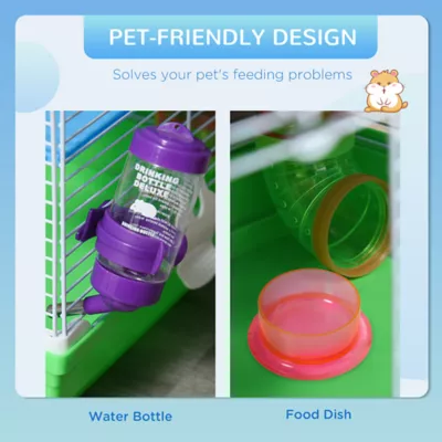 PawHut 5-Tier Hamster Cage with Exercise Wheel, Play Tube, Water Bottle, Dish, Ladder - Image 5