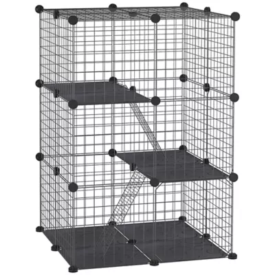 PawHut 39 Pcs Small Animal Cage Metal Wire with Ramps for Rabbit, Chinchilla, Rat, Guinea Pig - Image 1