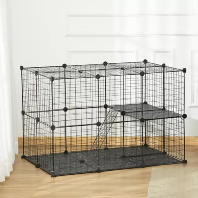 PawHut 39 Pcs Small Animal Cage Metal Wire with Ramps for Rabbit, Chinchilla, Rat, Guinea Pig - Image 2