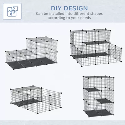 PawHut 39 Pcs Small Animal Cage Metal Wire with Ramps for Rabbit, Chinchilla, Rat, Guinea Pig - Image 4
