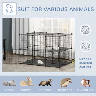 PawHut 39 Pcs Small Animal Cage Metal Wire with Ramps for Rabbit, Chinchilla, Rat, Guinea Pig - Image 7