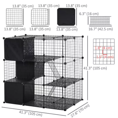 PawHut 56 Panels Pet Playpen Small Animal Cage - Image 3