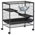 PawHut Small Animal Cage with Hammock, 3-Tier Cage Removable Tray image thumbnail 1