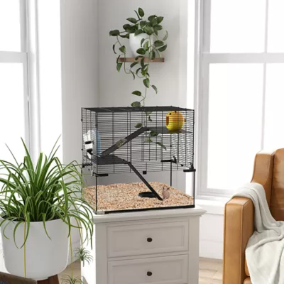 PawHut Hamster Cage, Gerbil Cage with Glass Basin for Small Hamsters - Image 2