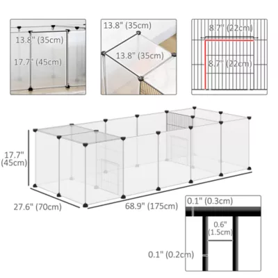 PawHut 20 Panels DIY Small Animal Cage with Door, 1 Top Cover Panel - Image 3