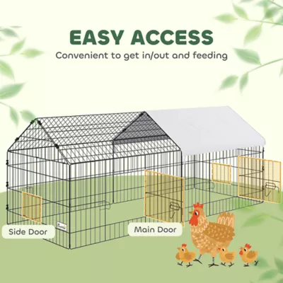 PawHut 73"L Small Animal Cage with Partial Roof - Image 4
