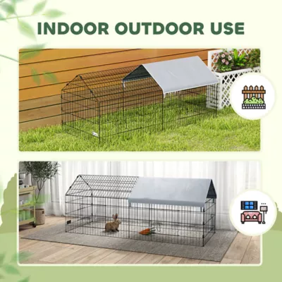 PawHut 73"L Small Animal Cage with Partial Roof - Image 5