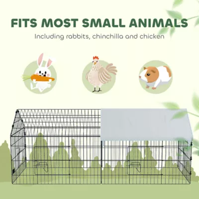 PawHut 73"L Small Animal Cage with Partial Roof - Image 6
