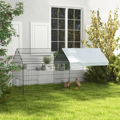 PawHut 87"L Small Animal Cage with Partial Roof - Image 2