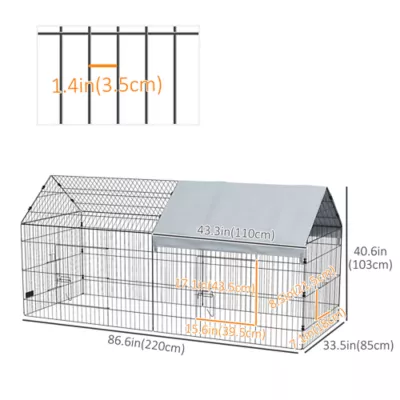 PawHut 87"L Small Animal Cage with Partial Roof - Image 3