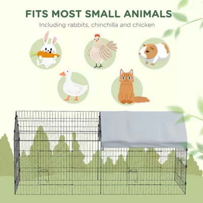 PawHut 87"L Small Animal Cage with Partial Roof - Image 4