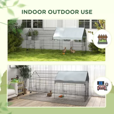 PawHut 87"L Small Animal Cage with Partial Roof - Image 6