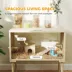 PawHut 29.5"H Wooden Hamster Cage with Seesaw, Water Bottle, Food Dish, Hut, Transparent Panel image thumbnail 4
