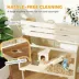 PawHut 29.5"H Wooden Hamster Cage with Seesaw, Water Bottle, Food Dish, Hut, Transparent Panel image thumbnail 7