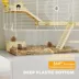 PawHut Cage with Deep Bottom, Wooden Ramp, Hut, Bathroom and Exercise Wheel image thumbnail 5