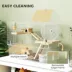 PawHut Cage with Deep Bottom, Wooden Ramp, Hut, Bathroom and Exercise Wheel image thumbnail 6