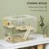 PawHut Cage with Deep Bottom, Wooden Ramp, Hut, Bathroom and Exercise Wheel image thumbnail 7