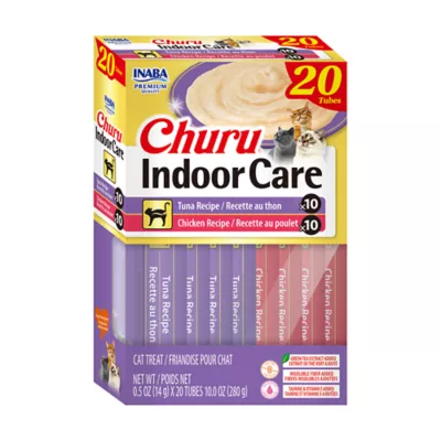 Inaba Churu Indoor Care Puree Lickable Cat Treats - Tuna & Chicken Recipe, 20 count - Image 1