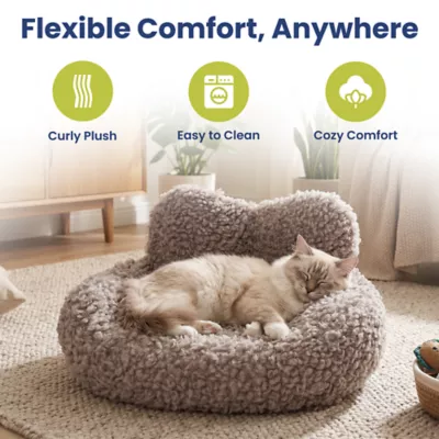 PawsPik Heart-Shaped Faux Rabbit Fur Plush Bolster Bed with Removable Cover for Dogs & Cats - Image 2