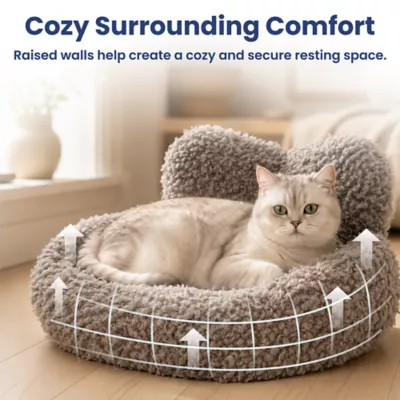 PawsPik Heart-Shaped Faux Rabbit Fur Plush Bolster Bed with Removable Cover for Dogs & Cats - Image 3