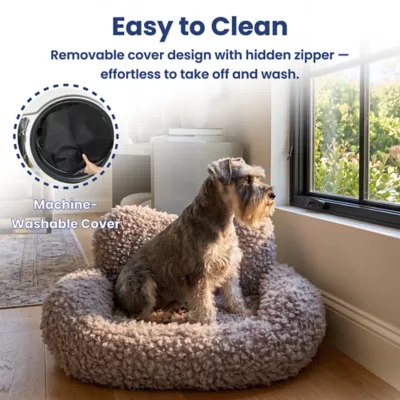 PawsPik Heart-Shaped Faux Rabbit Fur Plush Bolster Bed with Removable Cover for Dogs & Cats - Image 4