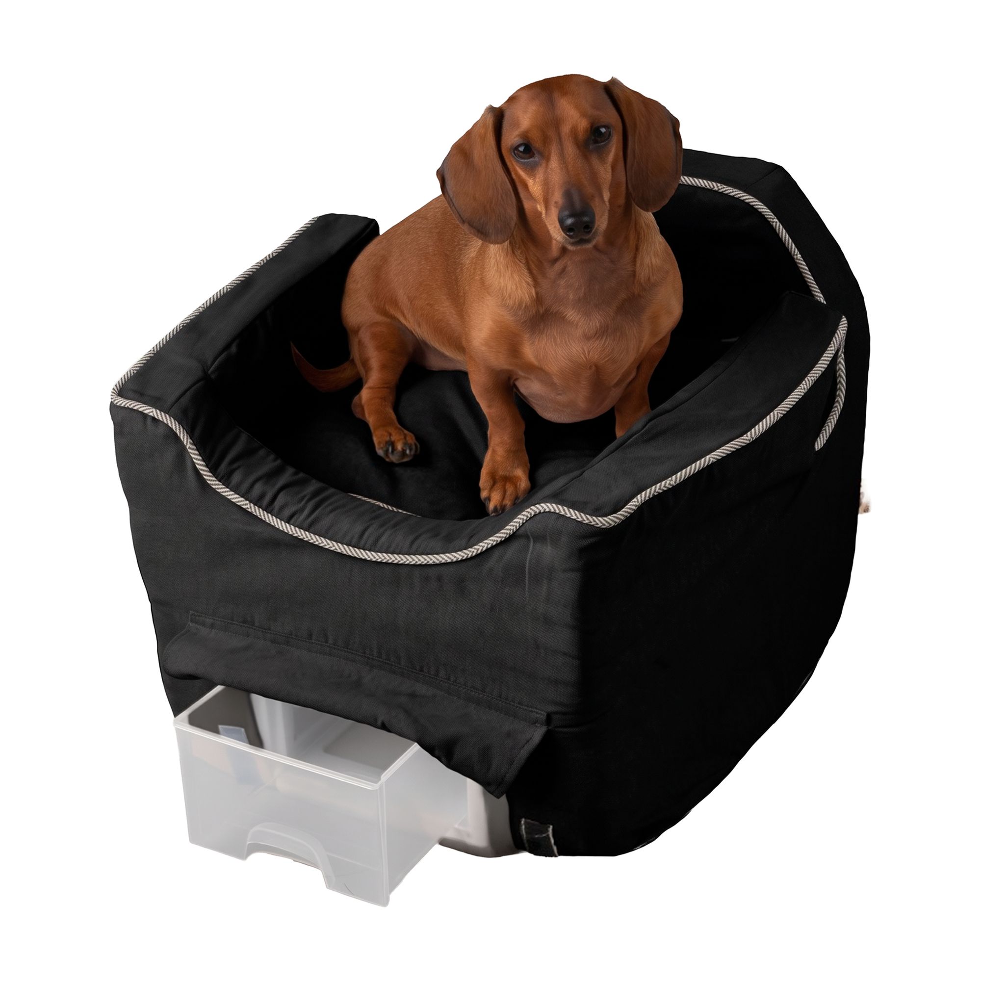 Snoozer® Pet Products Luxury Lookout 2 Elevated Dog Car Seat  W/ Safety Strap, Black
