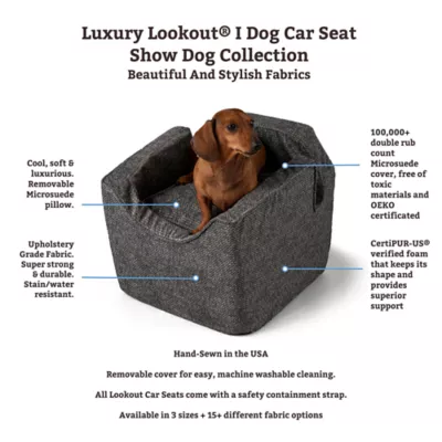 Snoozer® Pet Products Luxury Lookout 1 Elevated Dog Car Seat W/ Safety Strap, Palmer Indigo - Image 3