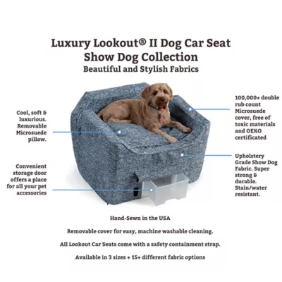 Snoozer® Pet Products Luxury Lookout 2 Elevated Dog Car Seat  W/ Safety Strap, Palmer Dove - Image 3